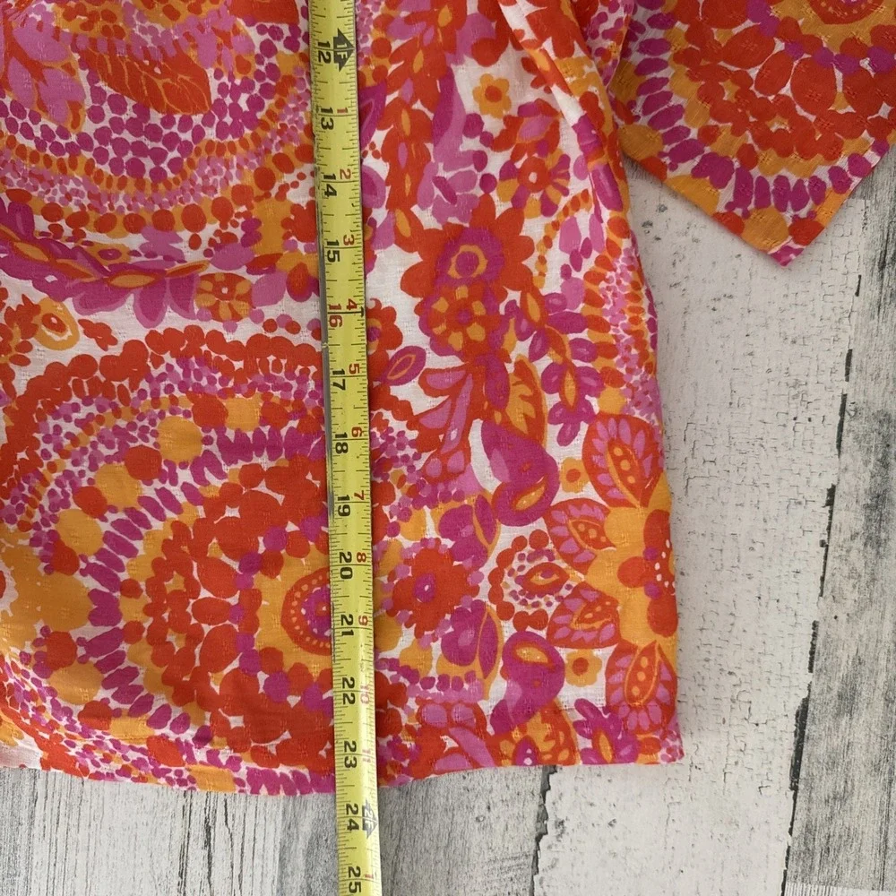 Trina Turk Women's Peony Floral Print Linen‎ Blend One Shoulder Top XS